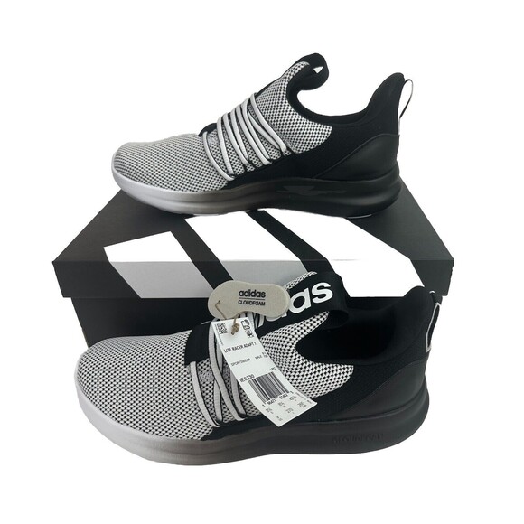 NEW Adidas Men’s Lite Racer Adapt 7.0 Cloudfoam Comfort IE6330 Black /White 9 - Picture 1 of 16